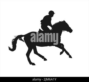 Cavallo galoppante. Immagine vettoriale silhouette rider su cavallo galoppante Illustrazione Vettoriale