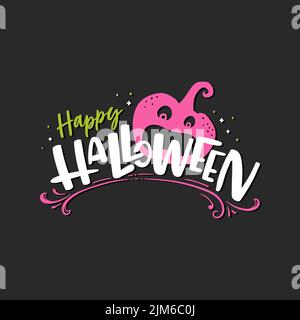 Allegra scritta di Halloween. Ideale per striscioni, sfondi, inviti, biglietti - Vector design. Illustrazione Vettoriale