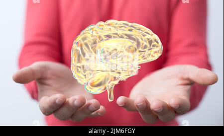 Un cervello di illustrazione con rendering 3d accurato dal punto di vista medico Foto Stock