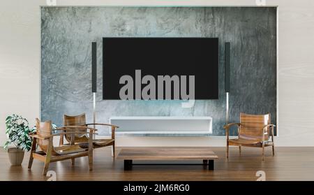 sala film e soggiorno simulano, 3d immagini Foto Stock