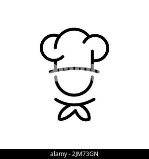 Chef in un cappello da cucina vettore profilo logo. Cucina semplice icona nera. Illustrazione Vettoriale