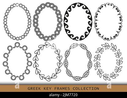 Antiche cornici greche ovali, insieme di antichi confini dalla Grecia Illustrazione Vettoriale