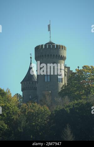 Una splendida vista sul castello di Landsberg a Meiningen, Thuringen Foto Stock