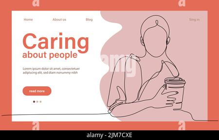 Carità e aiuto da parte della comunità di piccoli volontari. Persone che danno cura. Volontariato, sponsorizzazione, concetto di altruismo per banner, sito web design o landing web page. Illustrazione vettoriale Illustrazione Vettoriale