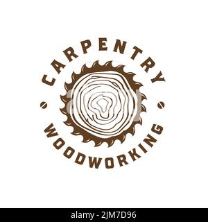 Carpenteria ispirazione logo design, carpentiere, icona, simbolo, stile vintage Illustrazione Vettoriale