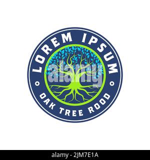 Astratto Famiglia albero di vita, vettore radice timbro Sigillo emblema Logo design ispirazione albero di vita, simbolo, modello Illustrazione Vettoriale