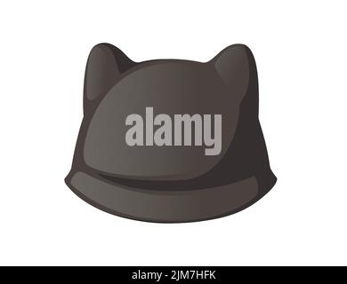 Cappello in tessuto di colore nero con orecchie estate headwear illustrazione vettoriale isolato su sfondo bianco Illustrazione Vettoriale