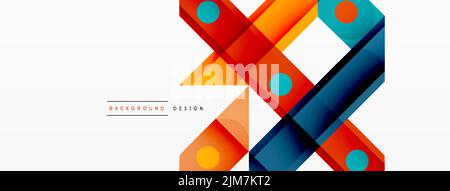 Linee rette colorate e luminose sfondo astratto geometrico. Composizione delle linee di sovrapposizione trendy per carta da parati, banner, sfondo o atterraggio Illustrazione Vettoriale