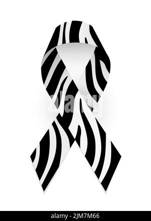 Zebra - stampa nastro come simbolo della consapevolezza delle malattie rare, sindrome di Ehlers-Danlos. Illustrazione vettoriale isolata Illustrazione Vettoriale