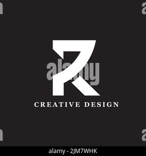 Logo PR Letter. Lettere di design creative in bianco e nero. Icona del logo del modello di illustrazione del design creativo Illustrazione Vettoriale