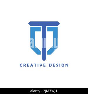 Letter TM o Letter TO Logo Design. Lettere di design creative di colore blu. Icona del logo del modello di illustrazione del design creativo Illustrazione Vettoriale