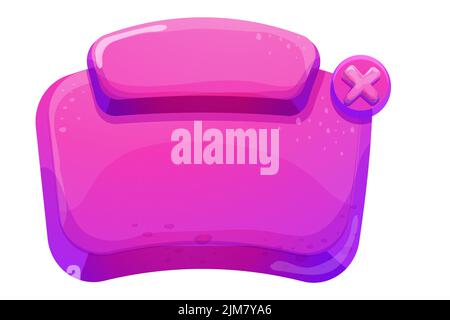 Jelly, fantasy interfaccia template menu di gioco in stile cartoon isolato su sfondo bianco. Risorsa UI, frame per la progettazione delle impostazioni. Elemento casual web 2D. Illustrazione vettoriale Illustrazione Vettoriale