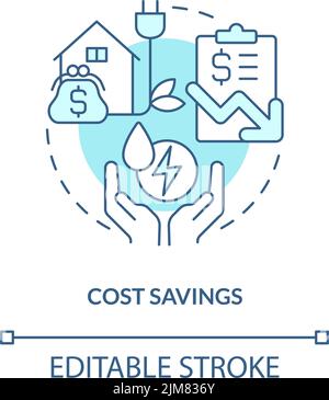 Risparmio sui costi icona del concetto turchese Illustrazione Vettoriale