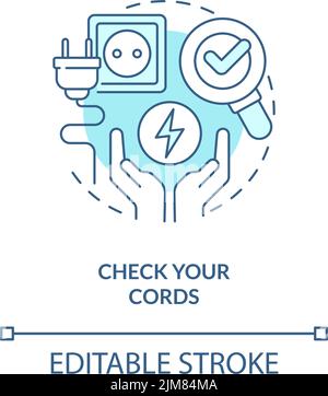 Controlla l'icona del concetto di turchese dei cavi Illustrazione Vettoriale