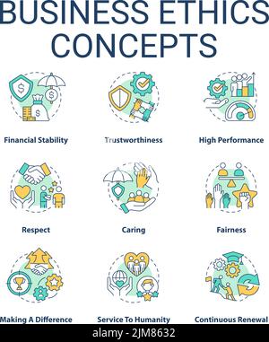 Set di icone del concetto di etica aziendale Illustrazione Vettoriale