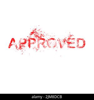 illustrazione del vettore del timbro in gomma sporca con grunge approvato in rosso isolato su sfondo bianco Illustrazione Vettoriale