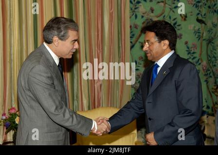 Ufficio del Segretario (Carlos Gutierrez) - Presidente del Pakistan Pervez Musharraf Foto Stock