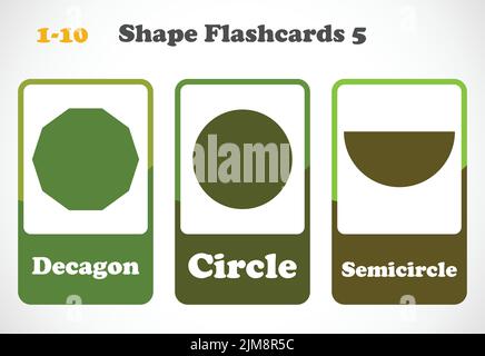 Flashcard geometriche per bambini. Materiale didattico per bambini. Scopri le forme Illustrazione Vettoriale