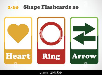 Flashcard geometriche per bambini. Materiale didattico per bambini. Scopri le forme Illustrazione Vettoriale