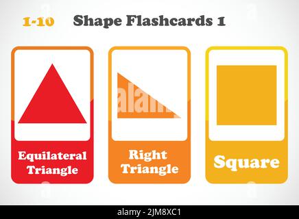 Flashcard geometriche per bambini. Materiale didattico per bambini. Scopri le forme Illustrazione Vettoriale