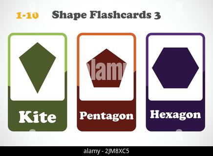 Flashcard geometriche per bambini. Materiale didattico per bambini. Scopri le forme Illustrazione Vettoriale