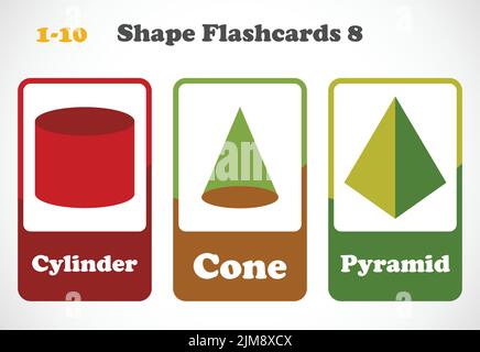 Flashcard geometriche per bambini. Materiale didattico per bambini. Scopri le forme Illustrazione Vettoriale