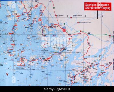 Informazioni turistiche, SkÃ¤rgardens RingvÃ¤g, Finnland Foto Stock
