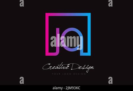 VECTOR DI design CON logo QUADRATO incorniciato JO con colori blu viola. Illustrazione Vettoriale