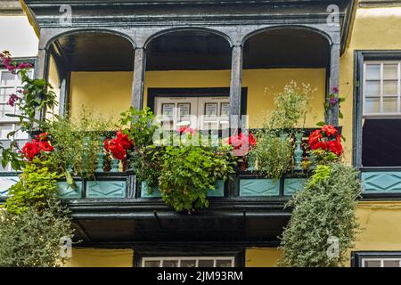 Balconi colorati Santa cruz La Palma Spagna Foto Stock