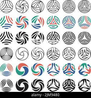 Modello logo. Set di modelli con logo a triangolo. Illustrazione vettoriale Illustrazione Vettoriale