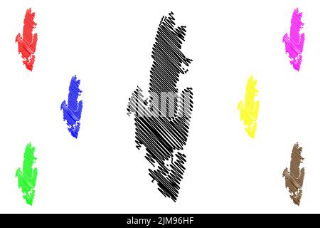 Isola delle Andamane del sud (Repubblica dell'India, territorio dell'Unione indiana delle Isole Andamane e Nicobare) illustrazione vettoriale della mappa, schizzo di scricbble Andamane del sud Illustrazione Vettoriale
