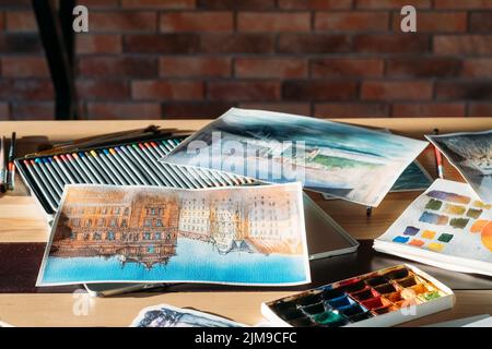 artist workplace art studio atmosfera artwork Foto Stock