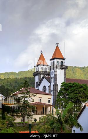 Chiesa di Nossa Senhora da Alegria a Furnas Foto Stock