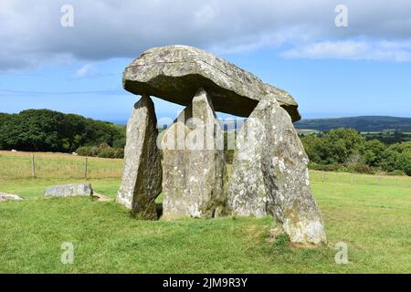 Camera di sepoltura di entre Ifan, Nevern, Crymych, Pembrokeshire, Galles Foto Stock