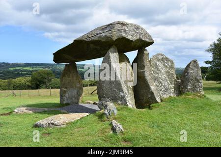 Camera di sepoltura di entre Ifan, Nevern, Crymych, Pembrokeshire, Galles Foto Stock