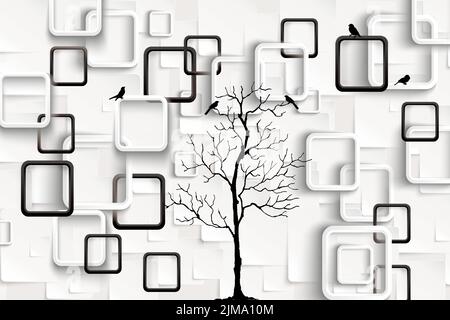 Sorprendente sfondo 3d Photo Wallpaper Modern Simple Art Living Room TV sfondo carta da parati, illustrazione 3d Foto Stock