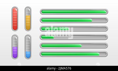 Barra delle risorse impostata per l'interfaccia utente Gaming. Modello Web per i videogiochi. Illustrazione vettoriale Illustrazione Vettoriale