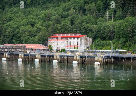 Juneau, Alaska - 27 luglio 2022: Strutture per crociere in Alaska Juneau. Foto Stock