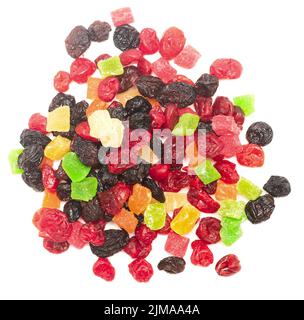 Canditi e frutta secca da bacche isolati su sfondo bianco Foto Stock