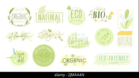 Set di elementi naturali per prodotti alimentari biologici Illustrazione Vettoriale