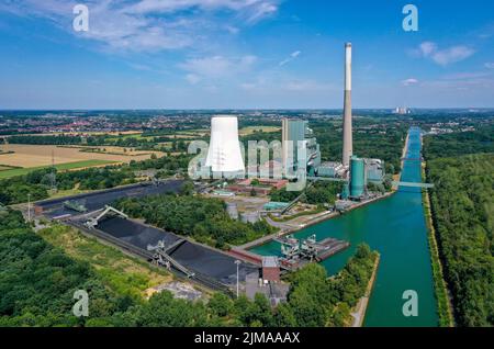 Bergkamen, Renania settentrionale-Vestfalia, Germania - Steag Kraftwerk Bergkamen, centrale elettrica a carbone duro. La centrale elettrica sul canale Datteln-Hamm era com Foto Stock