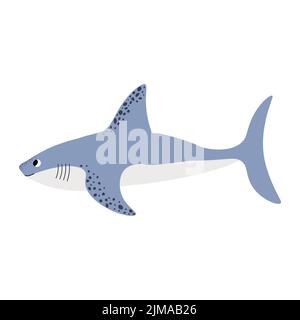 Carino vettore oceano illustrazione con squalo.Underwater cartoon creature.Marine Animals.cute bambino disegno per tessuto, abbigliamento, libro, cartolina Illustrazione Vettoriale