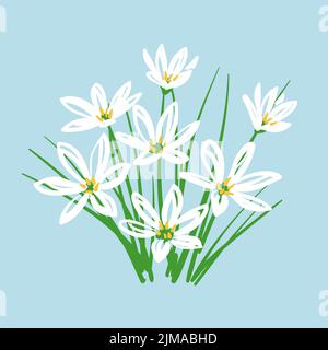 Bouquet di Doodle di fiori bianchi. Illustrazione vettoriale Illustrazione Vettoriale