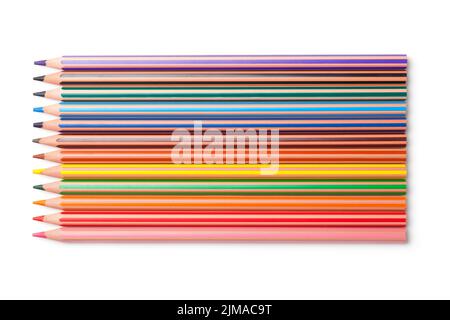 Matite colorate isolate su sfondo bianco Foto Stock