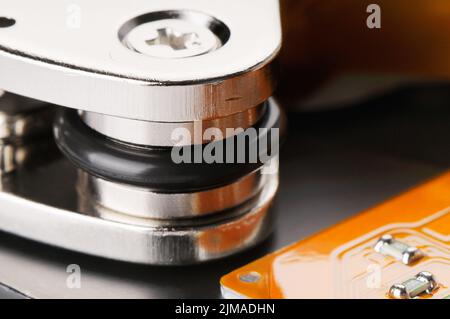 Smontate il computer il disco rigido (HDD) closeup sfondo Foto Stock
