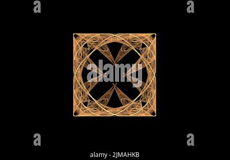 Astratto frattale figura simmetrica dorata su nero Foto Stock