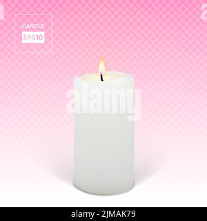 candela bianca che brucia su sfondo trasparente Illustrazione Vettoriale