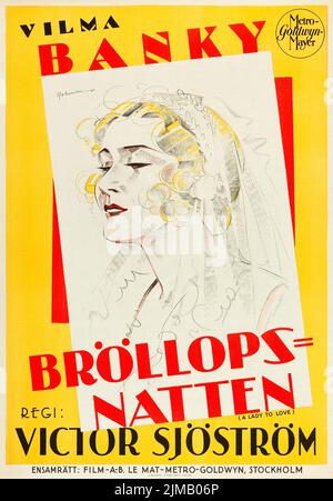 Bröllopsnatten - Vilma Banky - una Signora dell'Amore (MGM, 1930). Poster del film svedese - Eric Rohman Artwork Foto Stock
