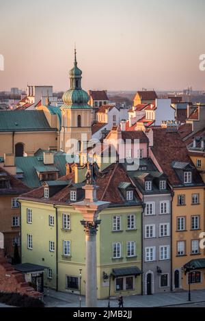 Vista dalla torre dell'osservatorio che si affaccia sul centro storico di Varsavia Foto Stock