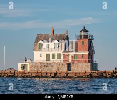 Rockland Breakwater Light Foto Stock